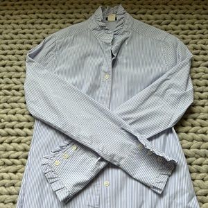 J Crew ruffle collar and sleeves button down